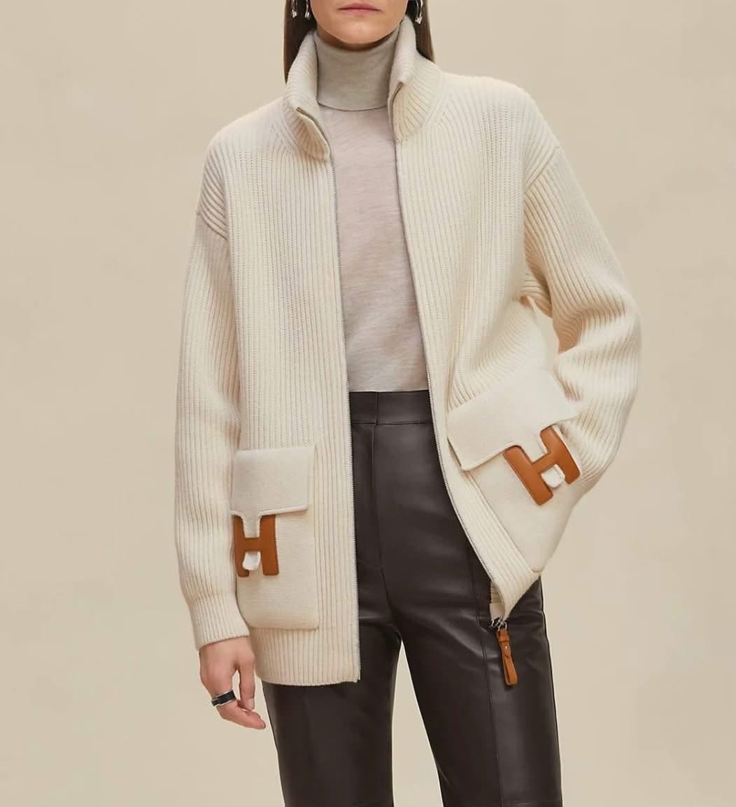 Hermes Cardigan H details Wool Knit Jacket
