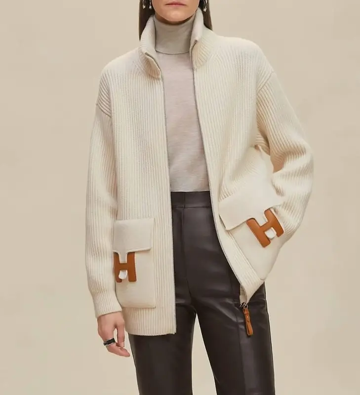 Hermes Cardigan H details Wool Knit Jacket