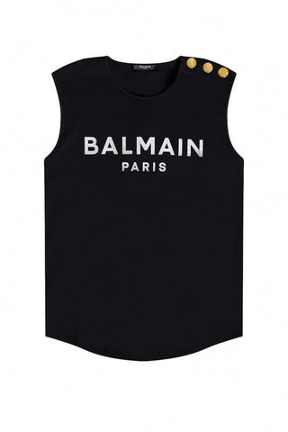 Balmain Logo Printed Sleeveless Top
