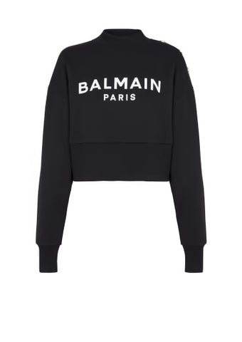 Balmain Cotton-Jersey Cropped Sweatshirt