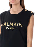 Balmain Logo Printed Sleeveless Top